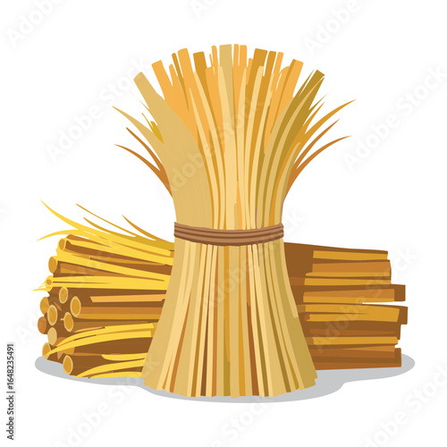 Ripe Wheat Sheaves, Detailed Agricultural Illustration for Farm and Nature