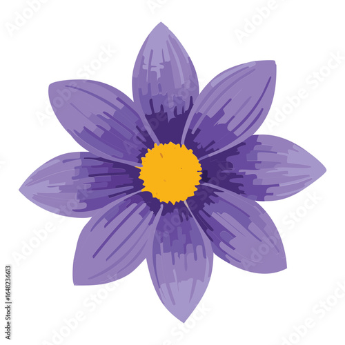 Simple watercolor-style illustration of a purple pansy flower