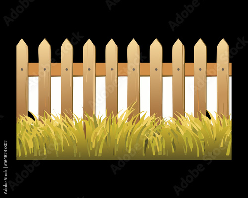 A beautiful and simple design of a brown wooden picket fence with a continuous border of golden and red wheat, perfect for a repetitive pattern