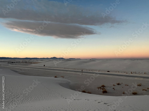 Pastel Sunset Over White Desert Dunes