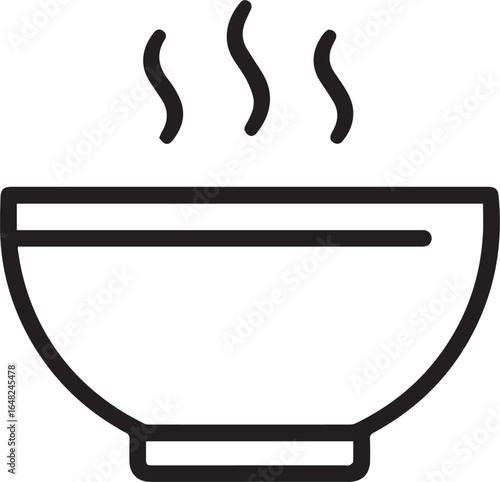 Delicious hot soup bowl line art icon steaming with warmth, perfect for food blogs, restaurant menus, or healthy eating campaigns, appetite appeal
