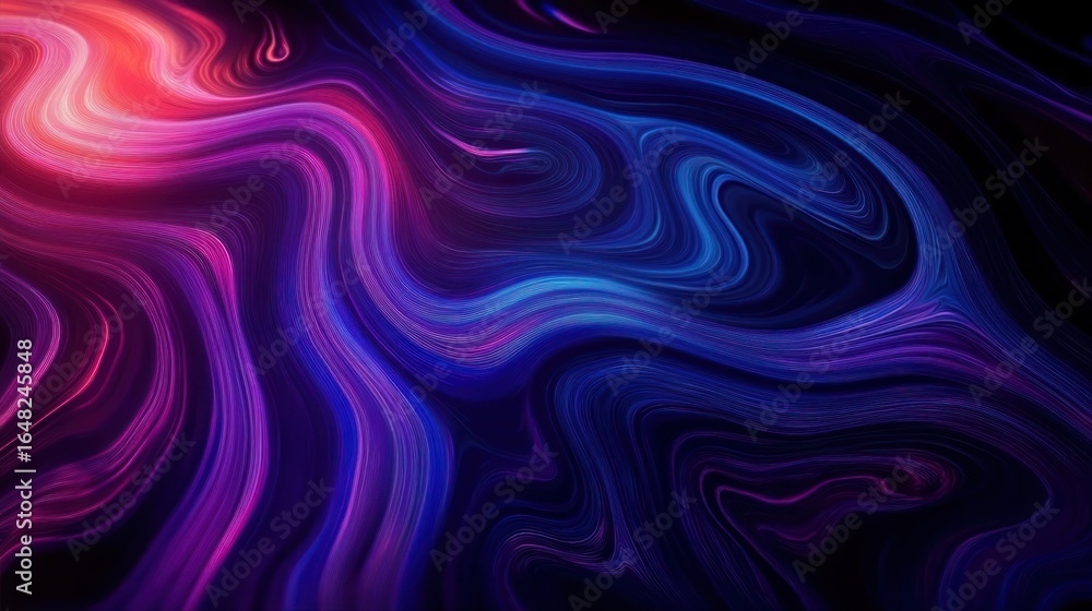 Obraz premium Abstract swirling patterns of vibrant pink, purple, and blue creating an energetic and dynamic visual flow on a dark background