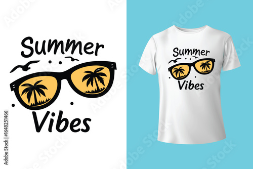 Colorful summer t-shirts on display at a vibrant store during sunny days.