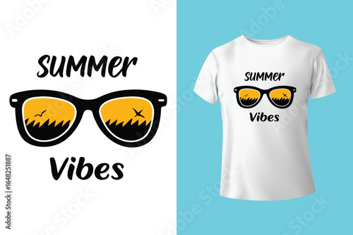 Colorful summer t-shirts on display at a vibrant store during sunny days.