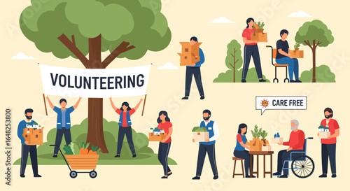 Community volunteers offering support and kindness to those in need through generous acts of service