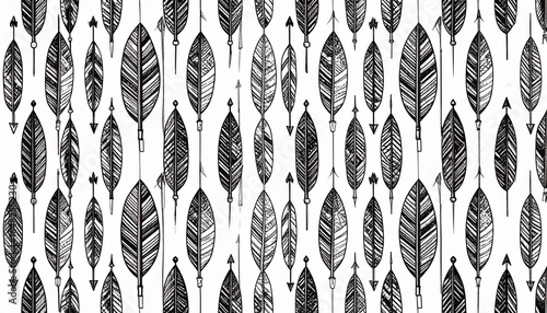 Black and White Feather Arrow Pattern Design Japanese pattern