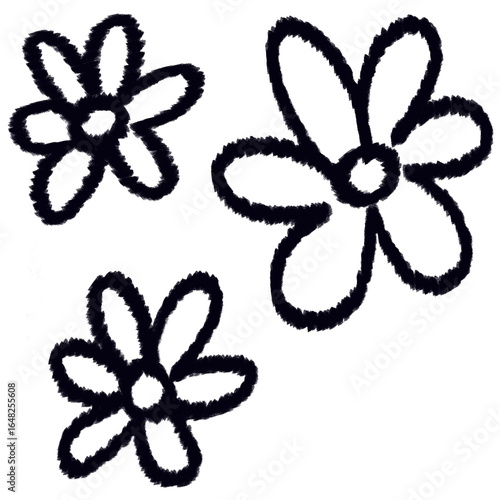 Flower drawing line png element   
