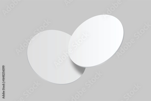 3D vector mockup of round blank beer coasters, isolated on background. Empty coaster lying for branding, pub, bar, restaurant, cafe, drinkware, bottle, can, cup holder and promotional product design