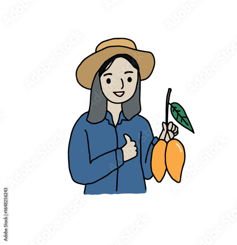 Man holding mango in the garden