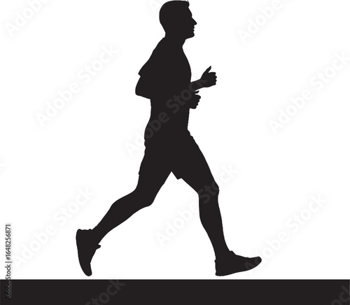Dynamic Running Man Black Silhouette Vector Graphic Design