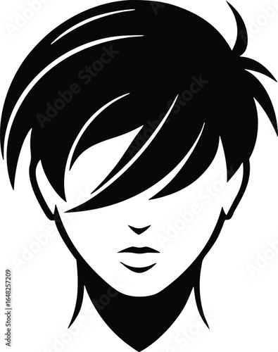 short asymmetrical pixie vector icon.eps