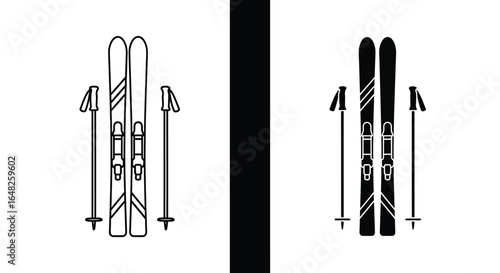Ski Equipment: Ski Poles and Skis Icon
