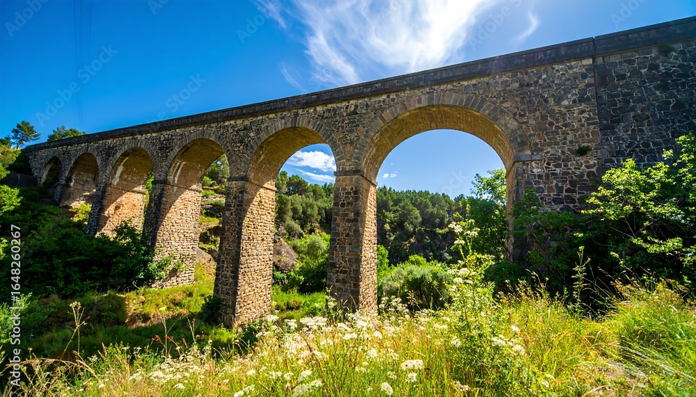 Fototapeta premium Stone arch bridge spanning a valley