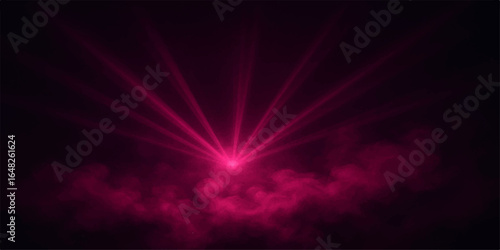 Red abstract background with stars, rays, and glowing light effects