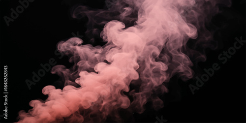 White smoke swirling on black background