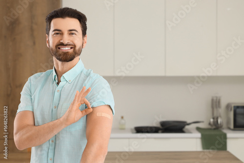 Young man with applied medi...