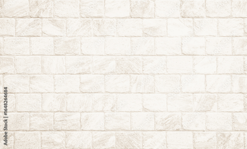 Obraz premium Detail of modern cream brick wall background photo. White light brick wall texture background for stone tile block painted in beige light color wallpaper modern interior and exterior backdrop design.
