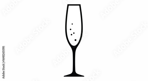 A simple line drawing of a champagne flute with bubbles