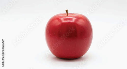 A single, ripe, red apple on a plain white background