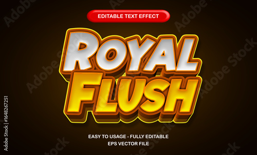 Royal flush text, luxury casino gold editable 3d text effect