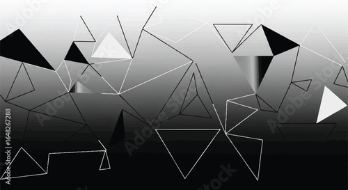 Abstract black and white geometric pattern with triangles on a gradient background