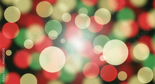 Abstract festive bokeh lights background with red and green circles