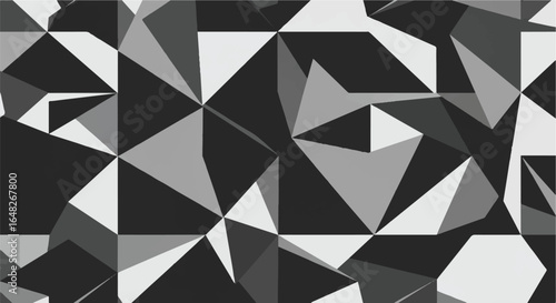 Abstract grayscale geometric pattern with intersecting triangles creating a dynamic visual effect