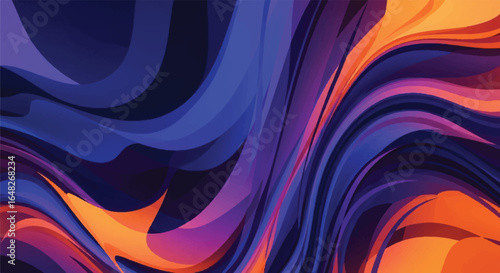 Abstract swirling blend of blue, orange, and purple hues
