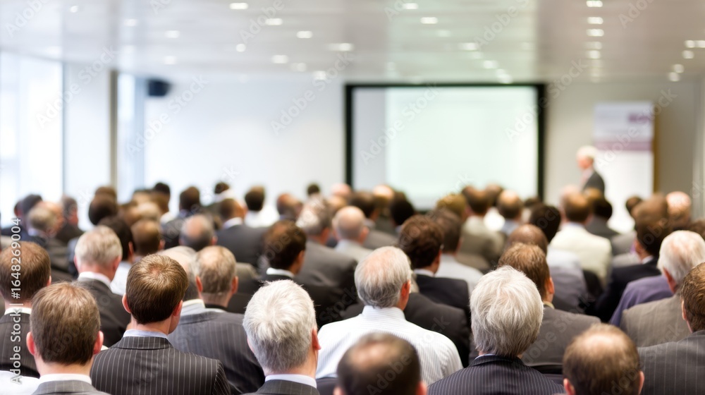 Obraz premium Business conference gathering modern office professional meeting corporate environment attendee perspective networking opportunities