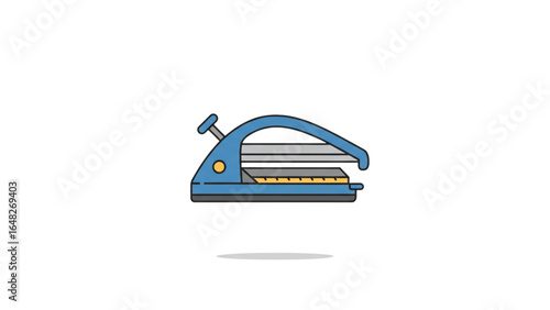Blue Paper Shredder Office Equipment Flat Line Vector Illustration