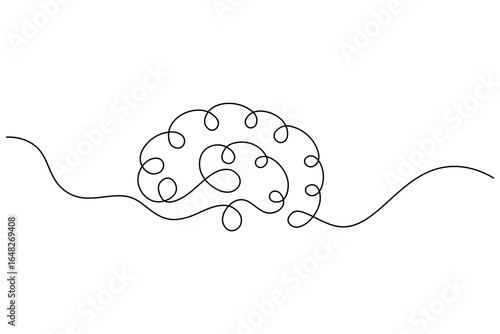 Human Brain Single Line Art Vector – Minimalist Continuous Line Drawing