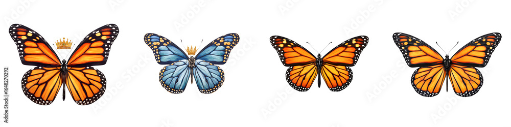 Obraz premium Monarch Butterfly Illustration Set - Colorful Wings Isolated