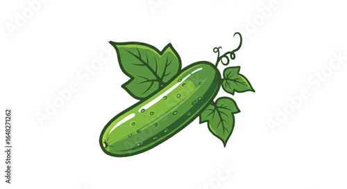Cartoon cucumber with leaves