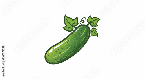 Cartoon drawing of a cucumber with leaves