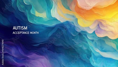 vibrant abstract waves of bright colors including yellow, blue, teal, and purple with a fluid, textured, painted style, evoking a sense of calm and depth