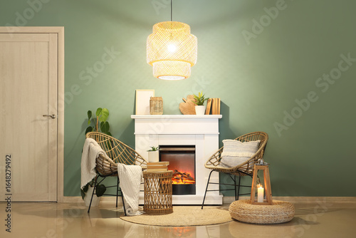 Fireplace with armchairs, g...