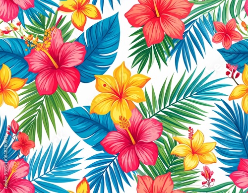 Seamless pattern with flowers, tropical wallpaper
