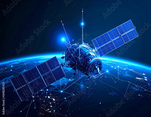 Satellite orbiting earth providing global communication network service