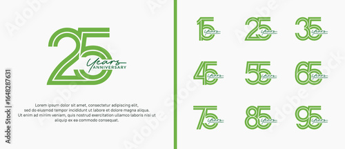 anniversary vector logo set, green color with handwriting can be use for celebration