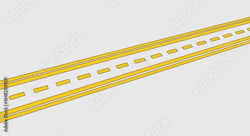 Bold Yellow Lines on a Diagonal Cartoon Highway A Minimalist Path to the Future. EPS Editable