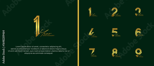 anniversary vector logo set, gold color and golden handwriting can be use for celebration