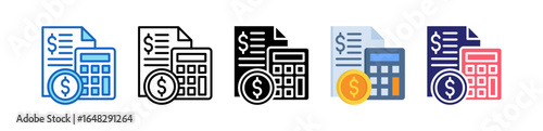 Budgeting Multiple Style Icon Set Collection. 