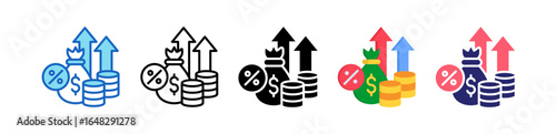 Interest Rates Multiple Style Icon Set Collection. 