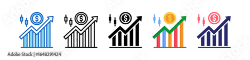 Stock Market Multiple Style Icon Set Collection. 