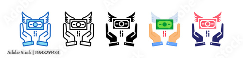 Financial Freedom Multiple Style Icon Set Collection. 