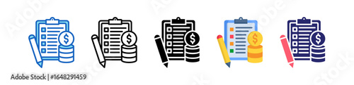 Budget Planner Multiple Style Icon Set Collection. 