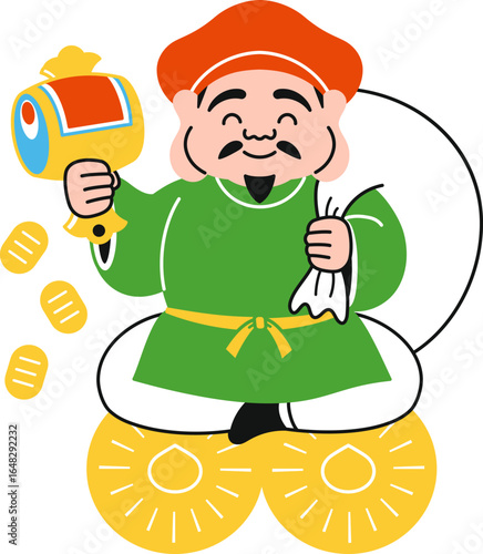 シンプルな大黒天のイラスト（カラフル）