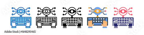 Keylogger Multiple Style Icon Set Collection. 