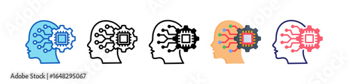 Machine Learning Multiple Style Icon Set Collection. 