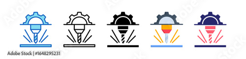 Machining Multiple Style Icon Set Collection. 